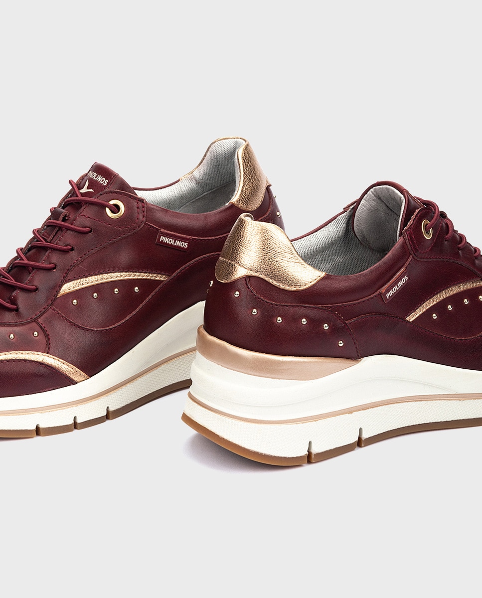 Zapatillas de mujer de piel con plantilla memory foam y suela extraligera - Pikolinos - Burdeos Burdeos-4