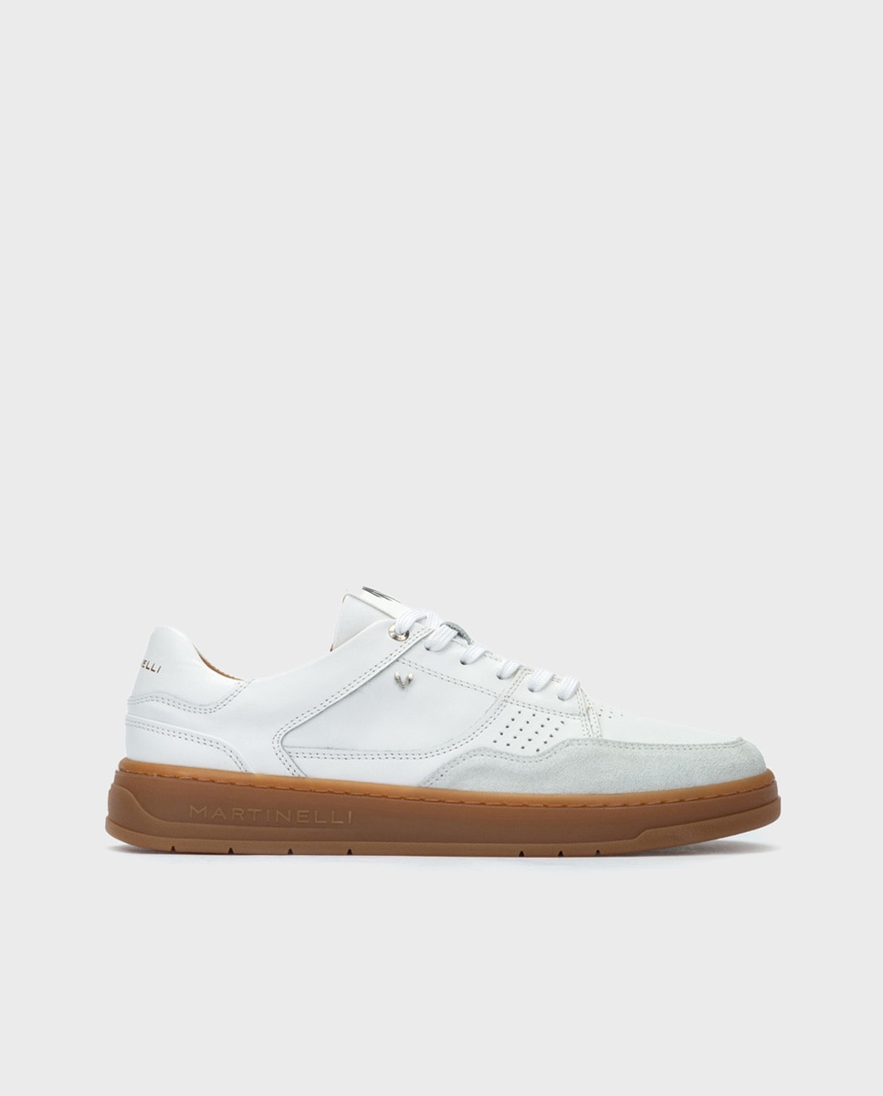 Imagen 0 de Zapatillas de hombre de piel con cordones en color blanco Blanco