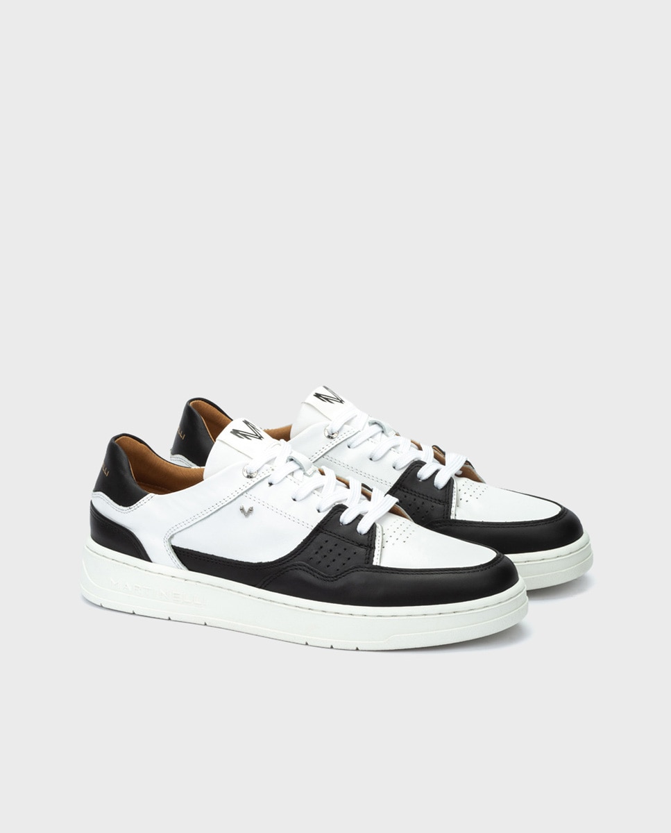 Zapatillas de hombre de piel con cordones en color - Martinelli - Blanco Blanco-3