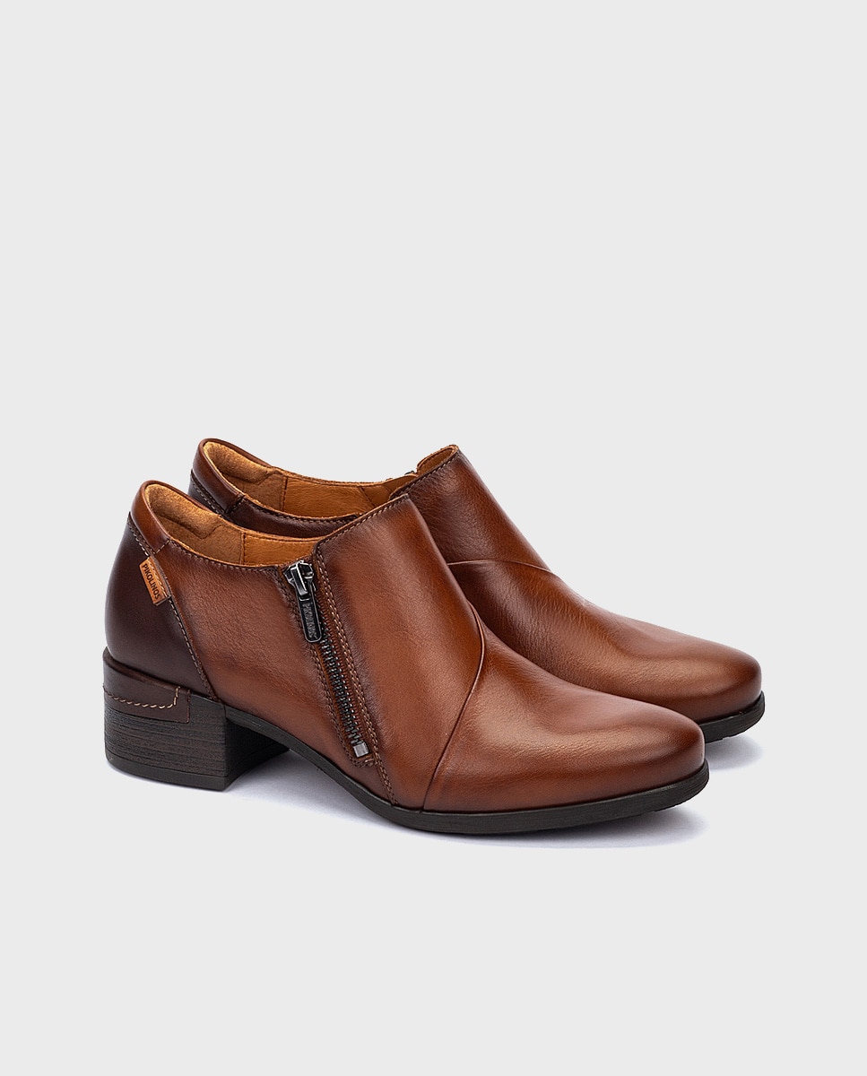Imagen 3 de Zapatos de tacón de mujer de piel con cremallera - Pikolinos - Marrón Marrón