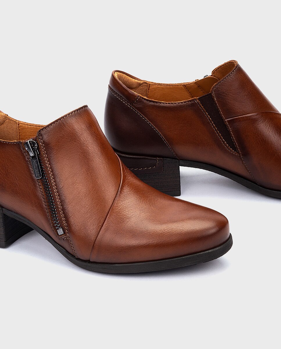 Imagen 4 de Zapatos de tacón de mujer de piel con cremallera - Pikolinos - Marrón Marrón