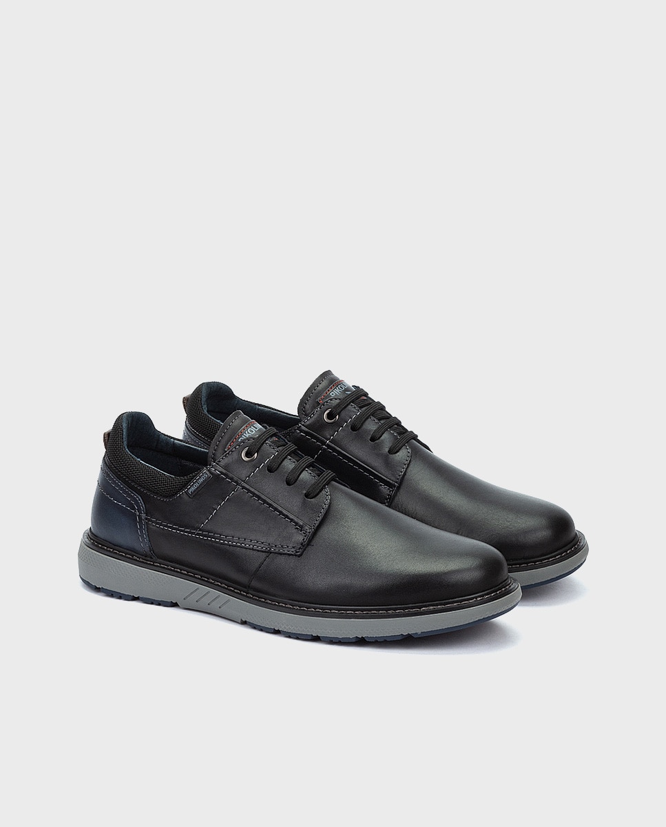 Zapatos de cordones de hombre de piel con suela extraligera y plantilla extraíble - Pikolinos - Negro Negro-4