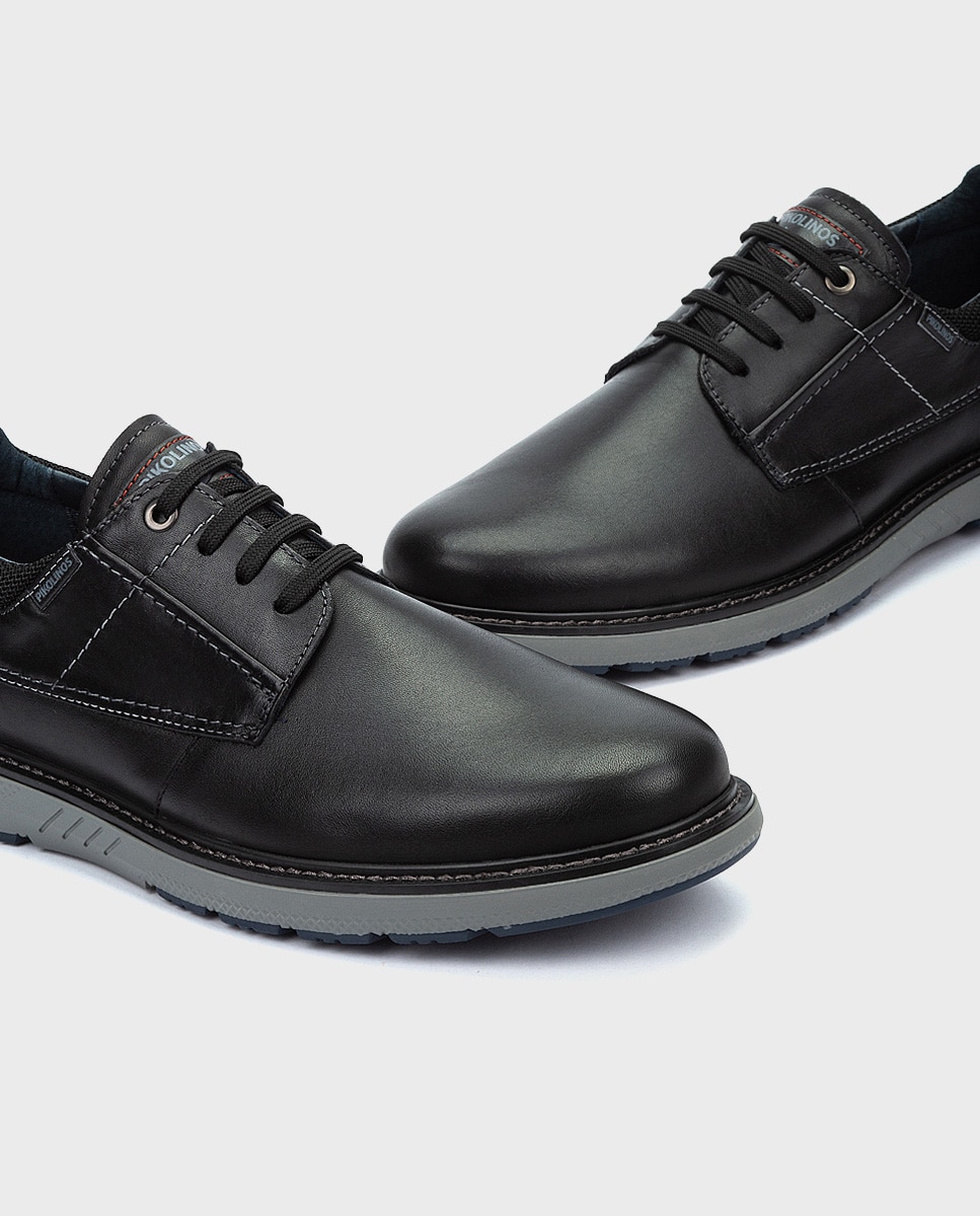 Zapatos de cordones de hombre de piel con suela extraligera y plantilla extraíble - Pikolinos - Negro Negro-5