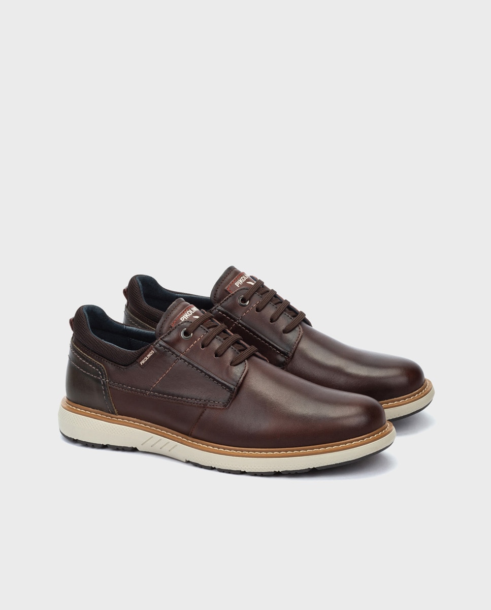 Zapatos de cordones de hombre de piel con suela extraligera y plantilla extraíble - Pikolinos - Marrón oscuro Marrón oscuro-4