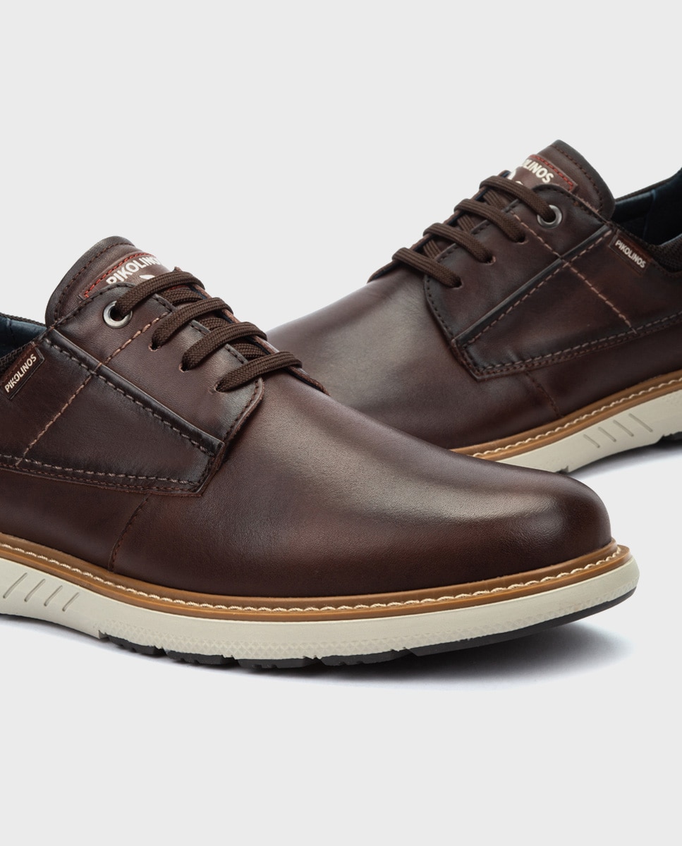 Zapatos de cordones de hombre de piel con suela extraligera y plantilla extraíble - Pikolinos - Marrón oscuro Marrón oscuro-5