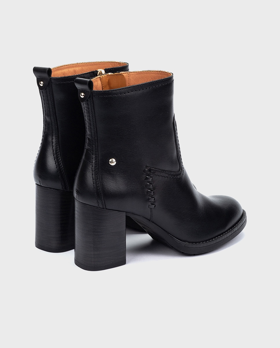 Botines de tacón de mujer de piel con cremallera - Pikolinos - Negro Negro-3