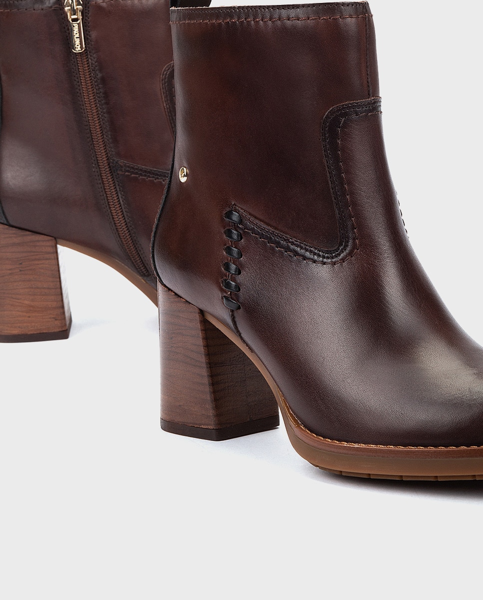 Botines de tacón de mujer de piel con cremallera - Pikolinos - Marrón oscuro Marrón oscuro-5