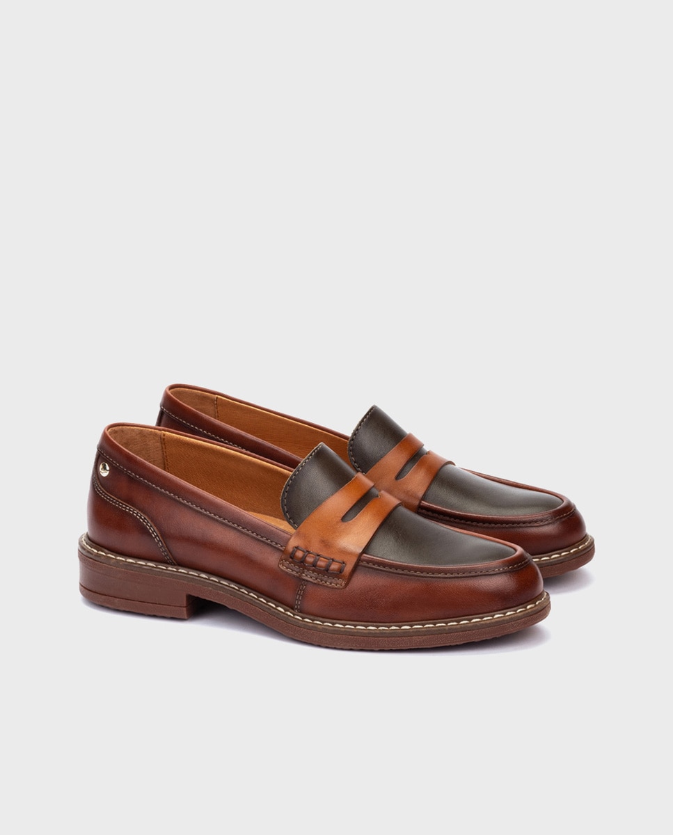 Mocasines de mujer de piel con plantilla extraíble - Pikolinos - Marrón Marrón-3