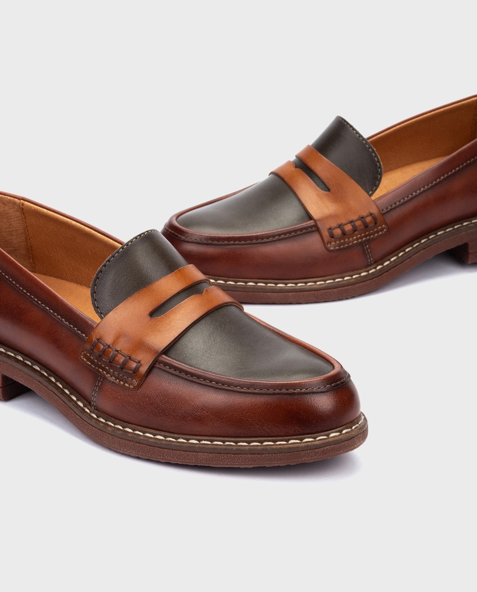 Mocasines de mujer de piel con plantilla extraíble - Pikolinos - Marrón Marrón-4
