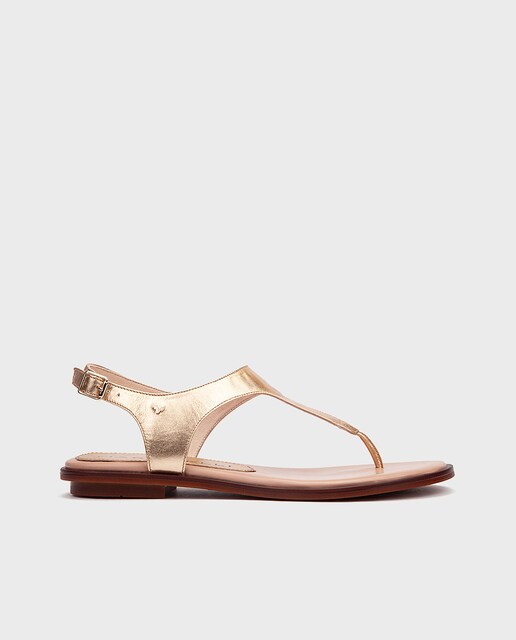 Imagen 0 de Sandalias de mujer de piel con hebilla en color oro