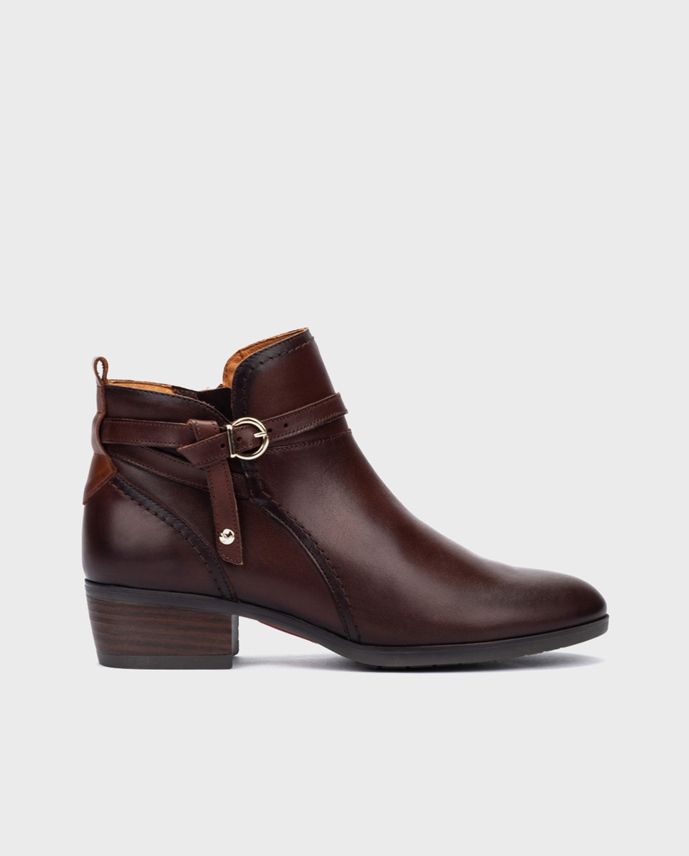 Botines de tacón de mujer de piel con cremallera - Pikolinos - Marrón oscuro Marrón oscuro-1