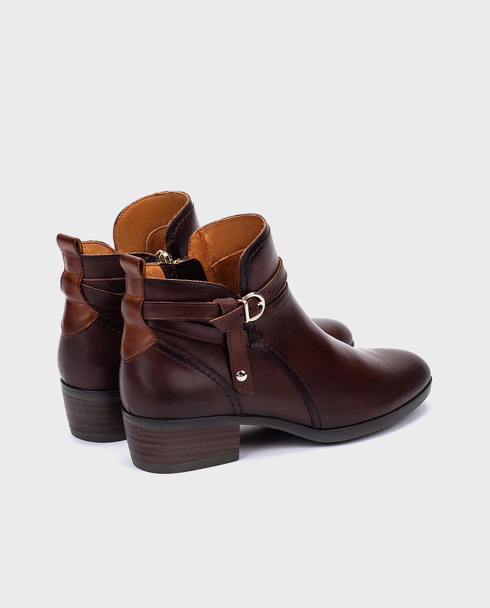 Botines de tacón de mujer de piel con cremallera - Pikolinos - Marrón oscuro Marrón oscuro-3
