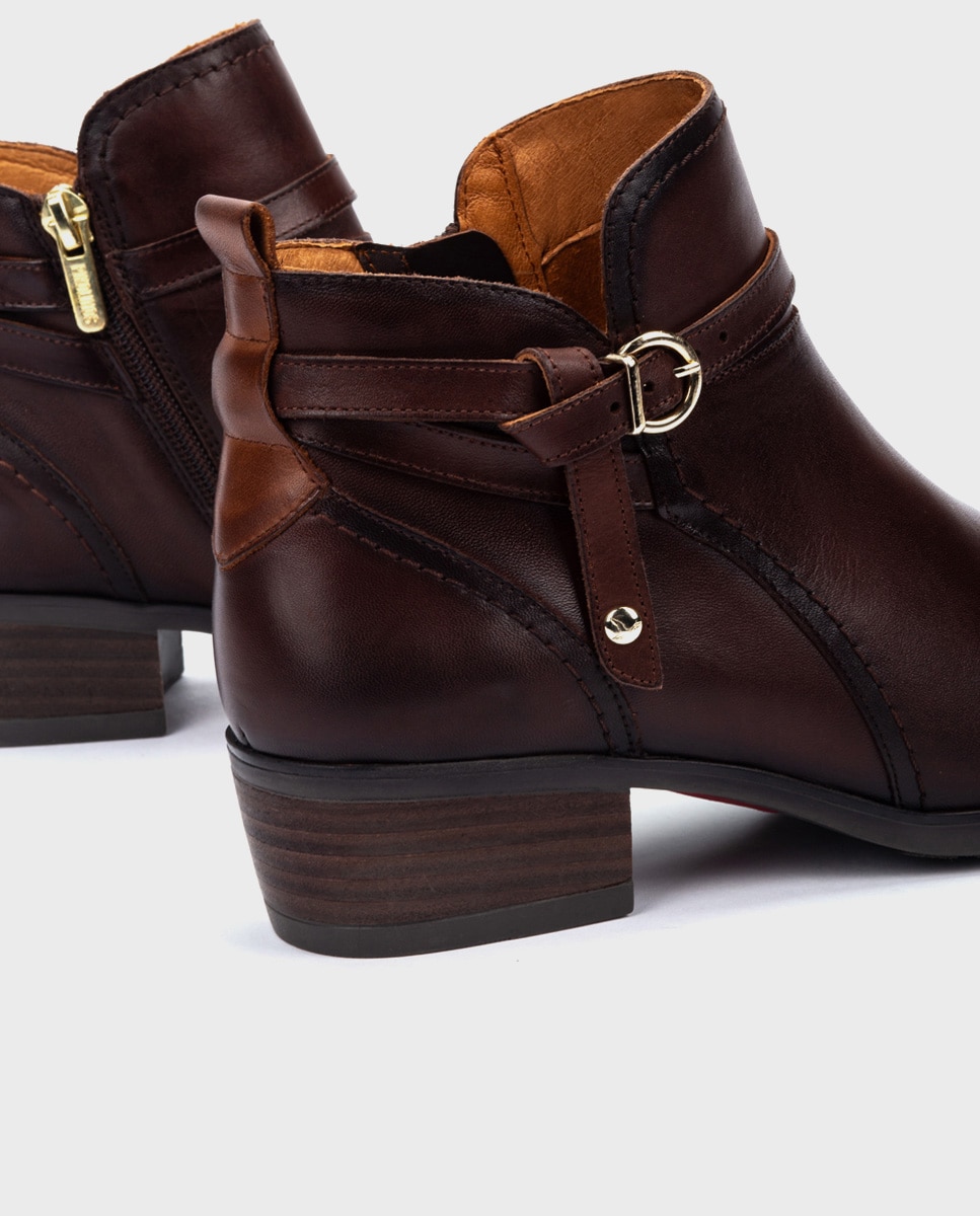 Botines de tacón de mujer de piel con cremallera - Pikolinos - Marrón oscuro Marrón oscuro-5