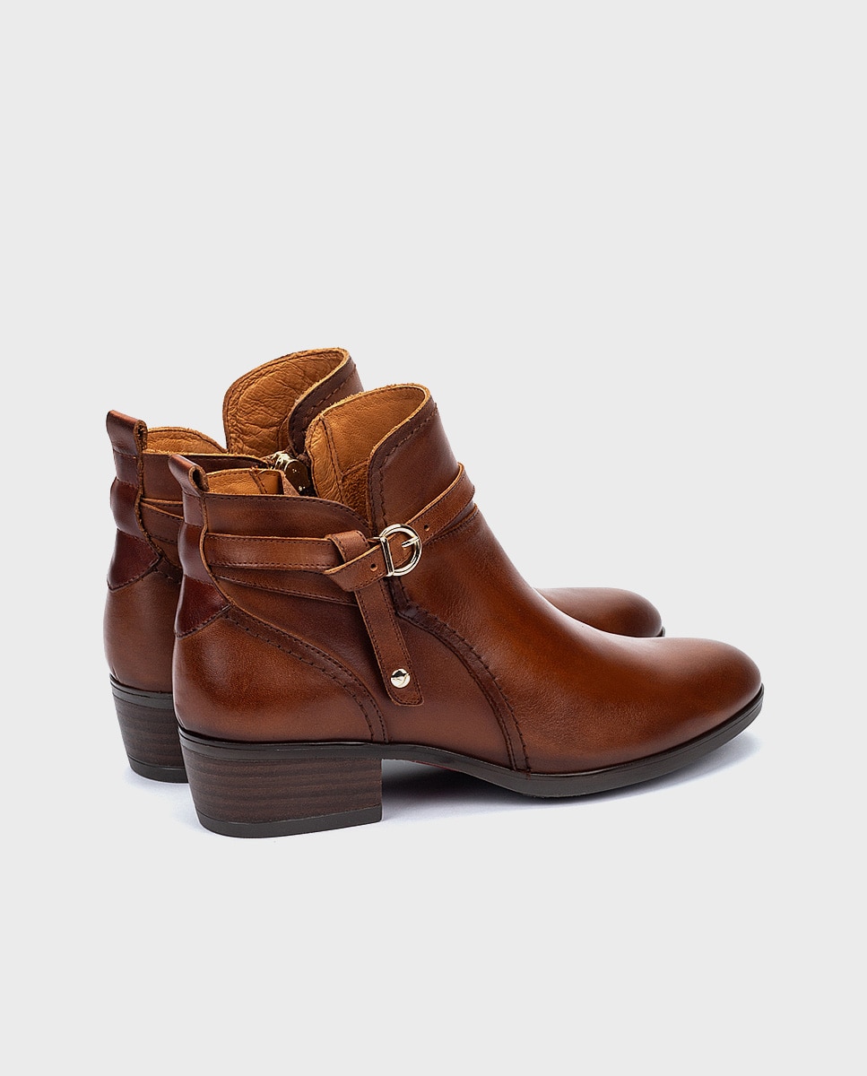 Botines de tacón de mujer de piel con cremallera - Pikolinos - Marrón Marrón-3