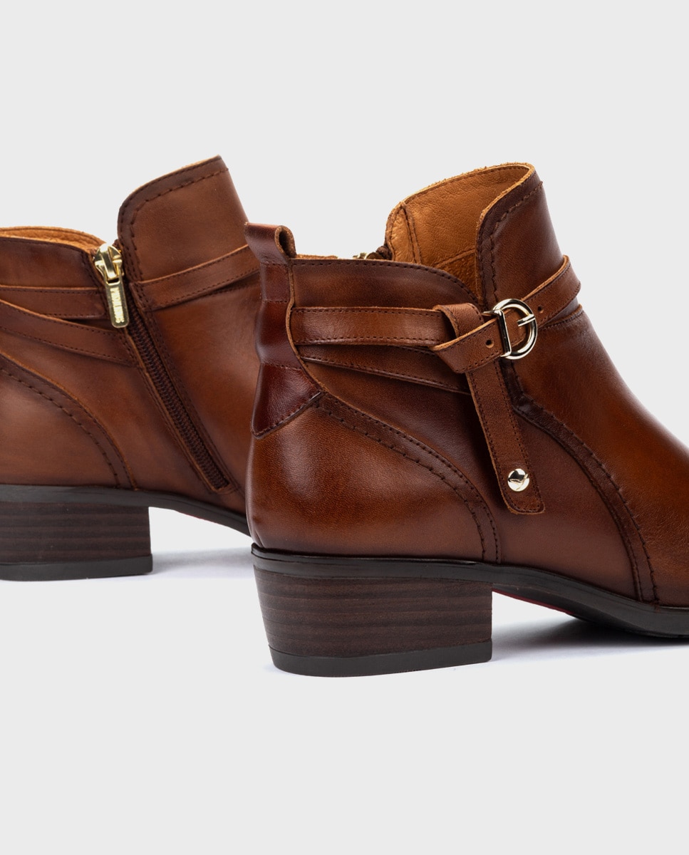 Botines de tacón de mujer de piel con cremallera - Pikolinos - Marrón Marrón-5