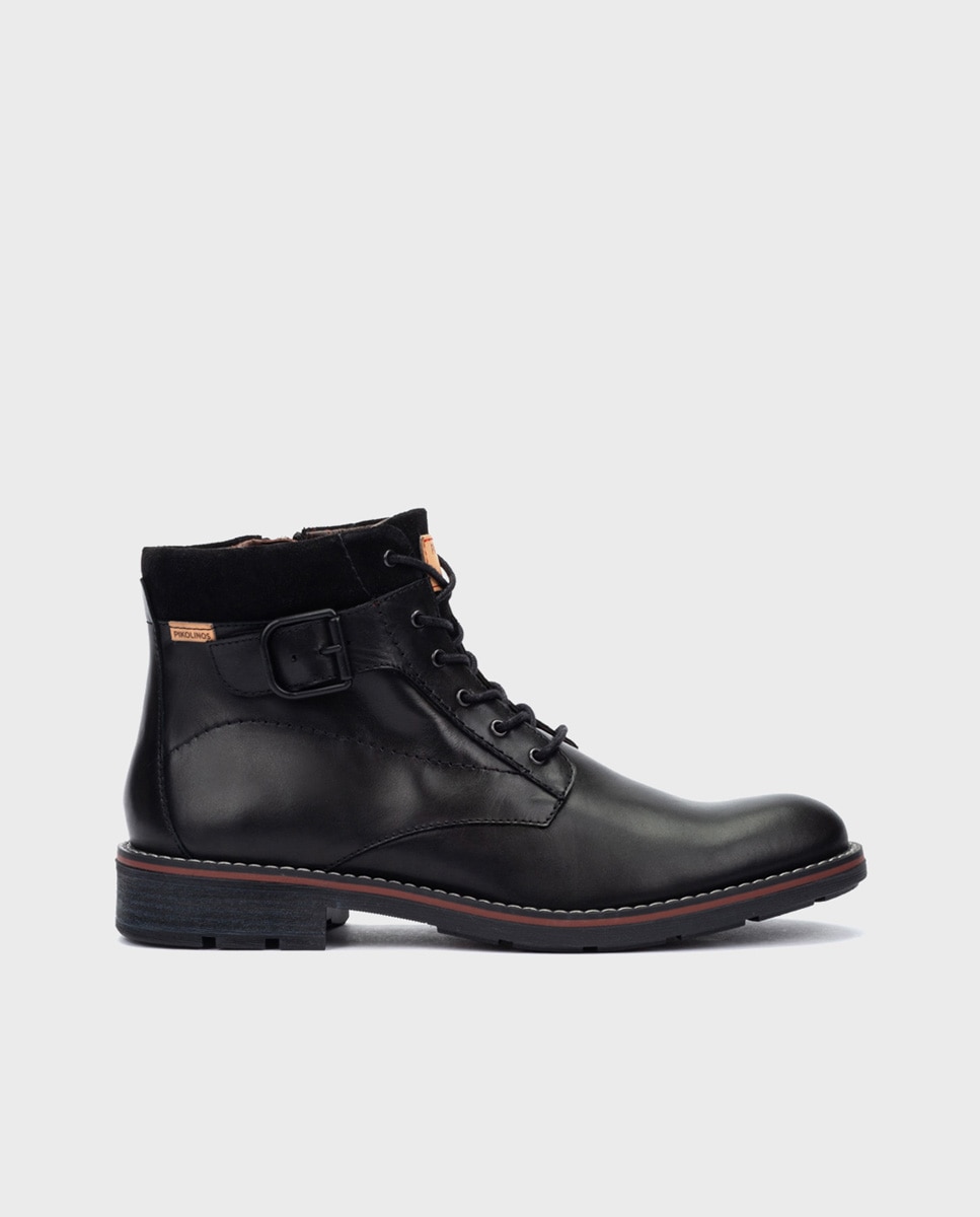 Botas de hombre de piel con cordones y plantilla extraíble - Pikolinos - Negro Negro-1