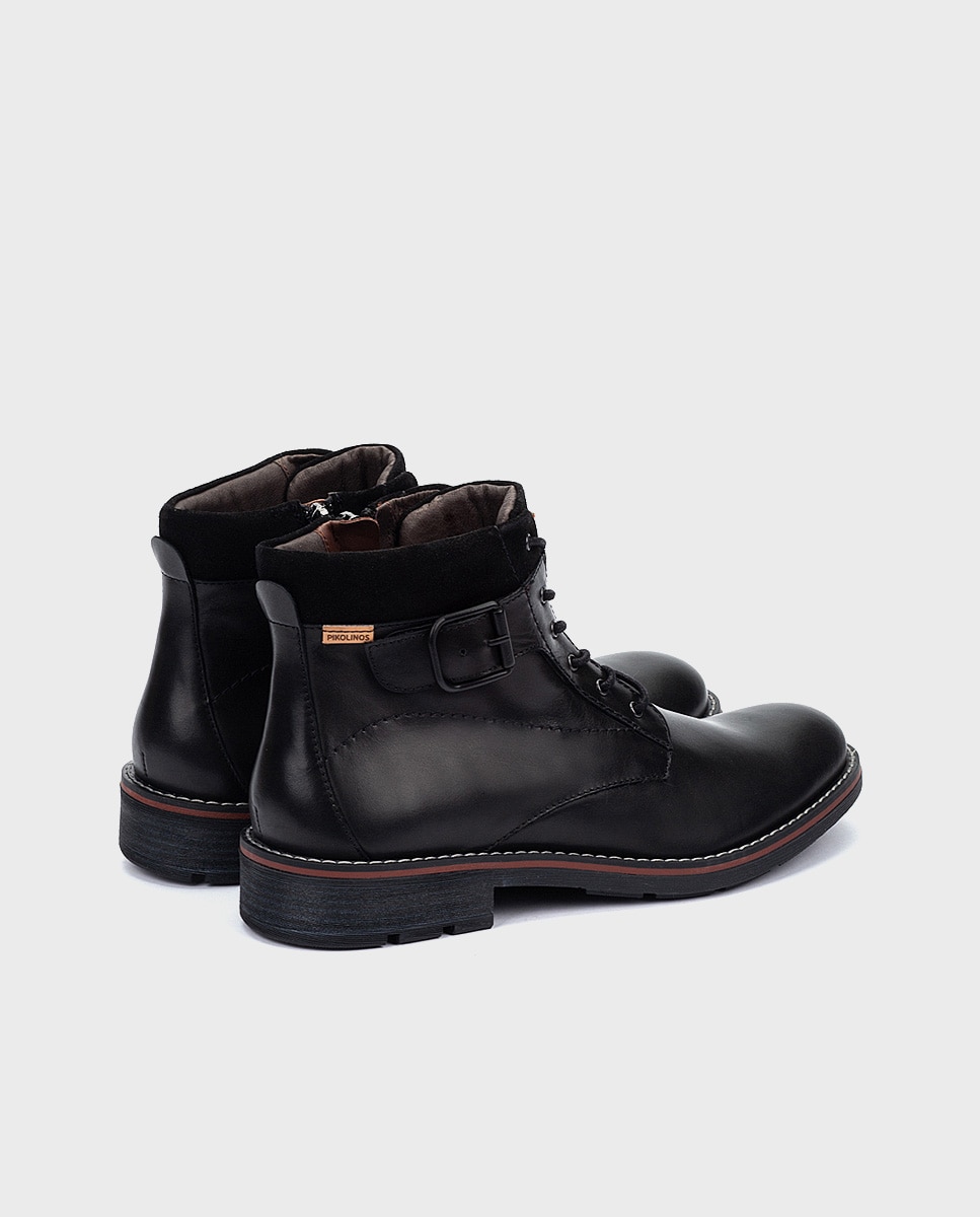 Botas de hombre de piel con cordones y plantilla extraíble - Pikolinos - Negro Negro-3