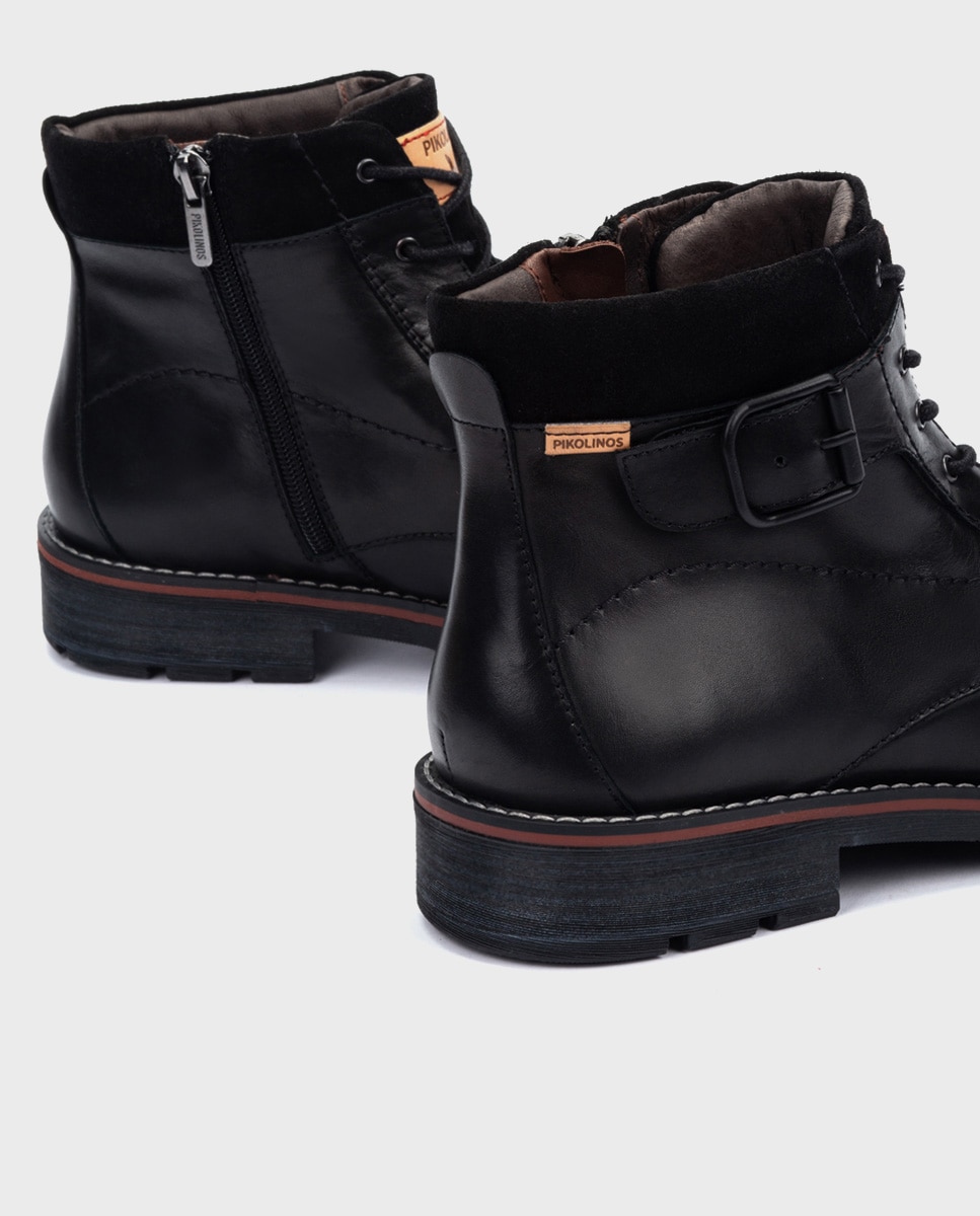 Botas de hombre de piel con cordones y plantilla extraíble - Pikolinos - Negro Negro-5