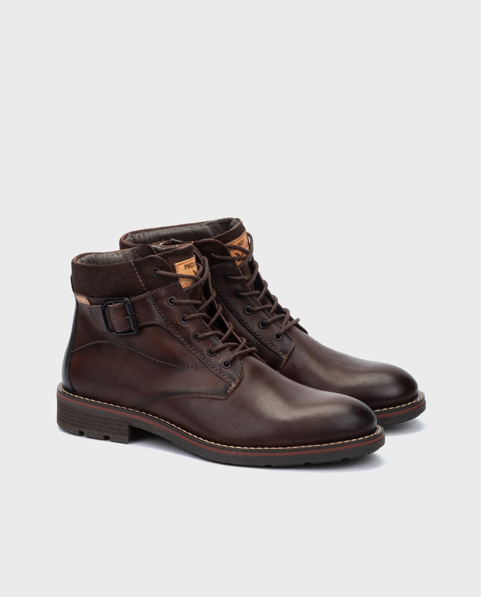 Botas de hombre de piel con cordones y plantilla extraíble - Pikolinos - Marrón oscuro Marrón oscuro-4