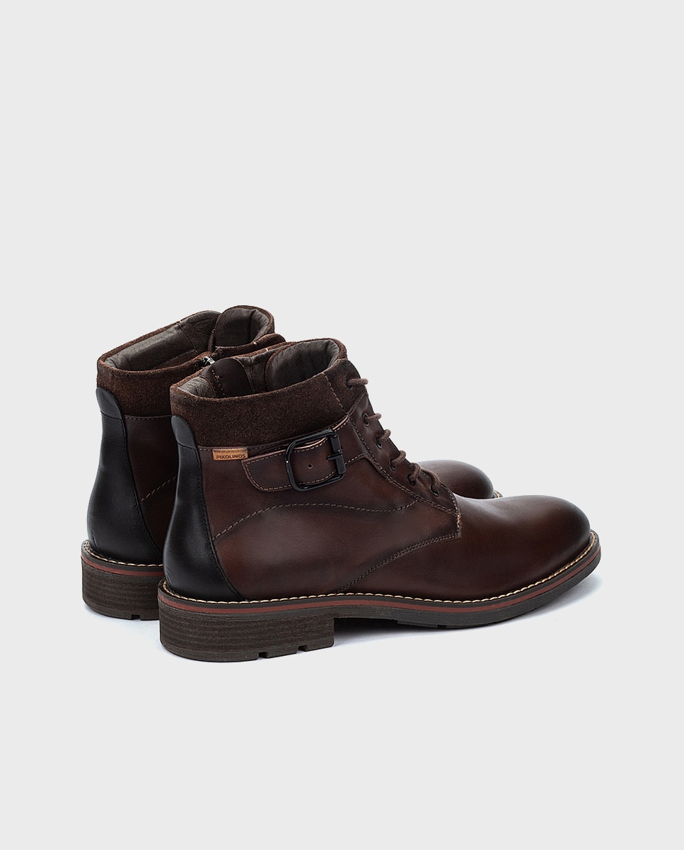 Botas de hombre de piel con cordones y plantilla extraíble - Pikolinos - Marrón oscuro Marrón oscuro-3