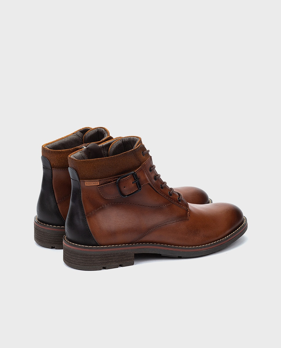 Botas de hombre de piel con cordones y plantilla extraíble - Pikolinos - Marrón Marrón-3