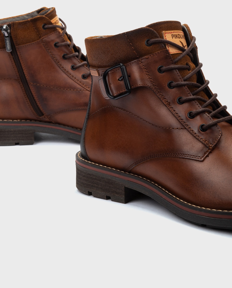 Botas de hombre de piel con cordones y plantilla extraíble - Pikolinos - Marrón Marrón-5