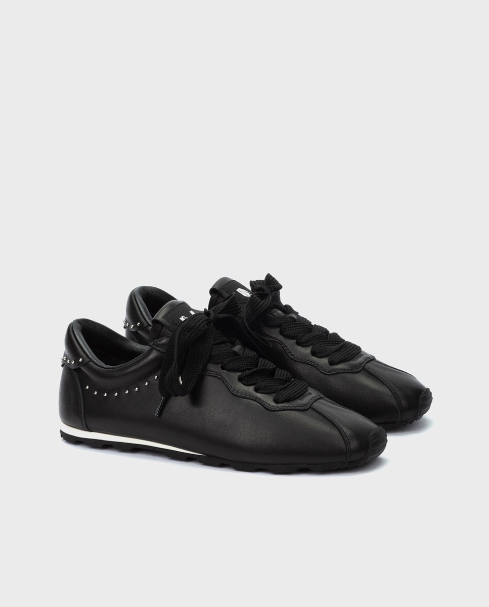 Zapatillas de mujer de piel con cordones - Martinelli - Negro Negro-3