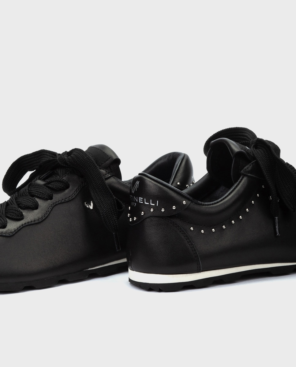 Zapatillas de mujer de piel con cordones - Martinelli - Negro Negro-4