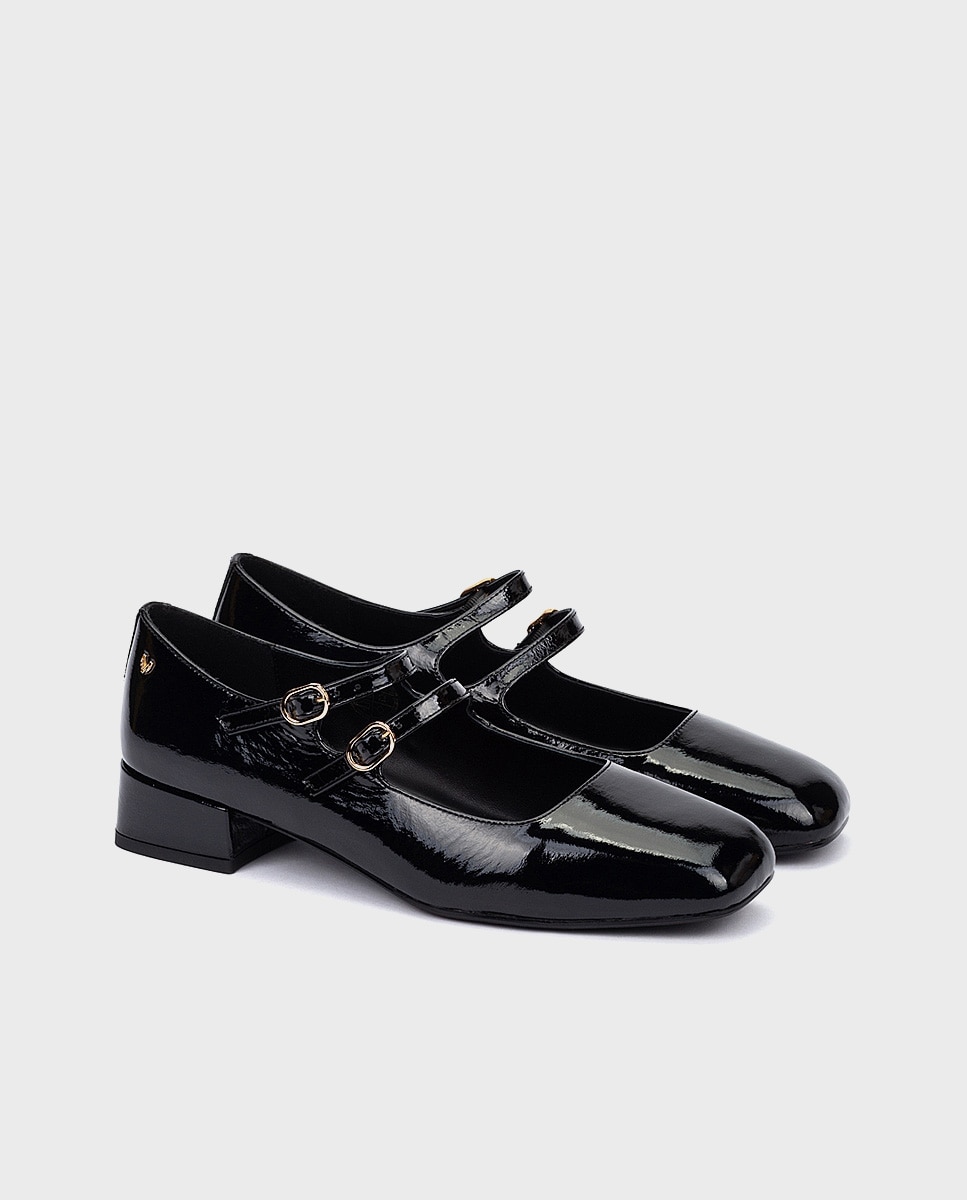 Bailarinas de mujer de piel con hebilla en color - Martinelli - Negro Negro-3
