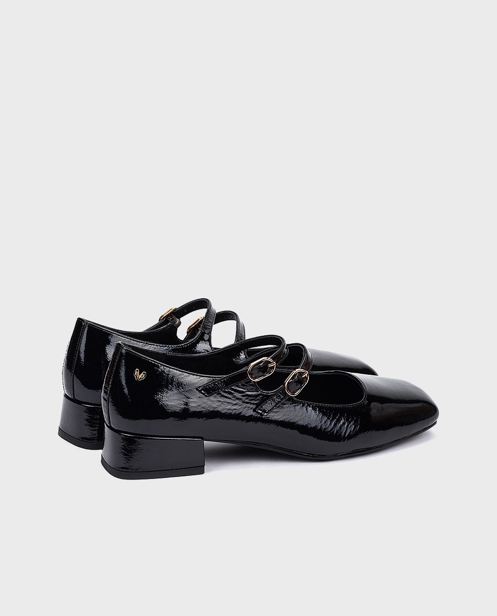 Bailarinas de mujer de piel con hebilla en color - Martinelli - Negro Negro-2