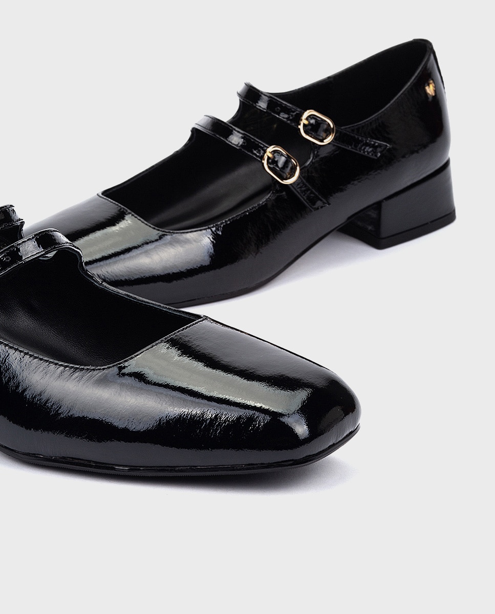 Bailarinas de mujer de piel con hebilla en color - Martinelli - Negro Negro-4