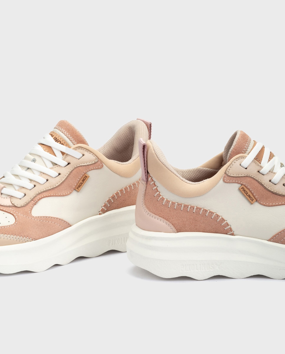 Zapatillas de mujer de piel con suela extraligera en color - Pikolinos - Blanco Blanco-4