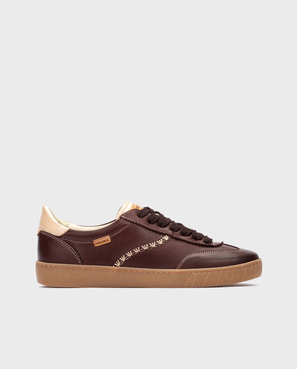 Zapatillas de mujer de piel con plantilla memory foam extraíble - Pikolinos - Marrón oscuro Marrón oscuro-1