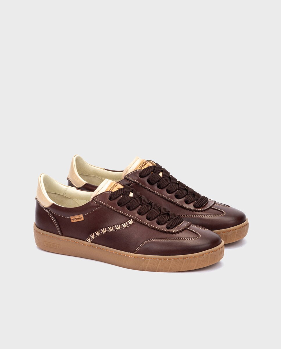 Zapatillas de mujer de piel con plantilla memory foam extraíble - Pikolinos - Marrón oscuro Marrón oscuro-3