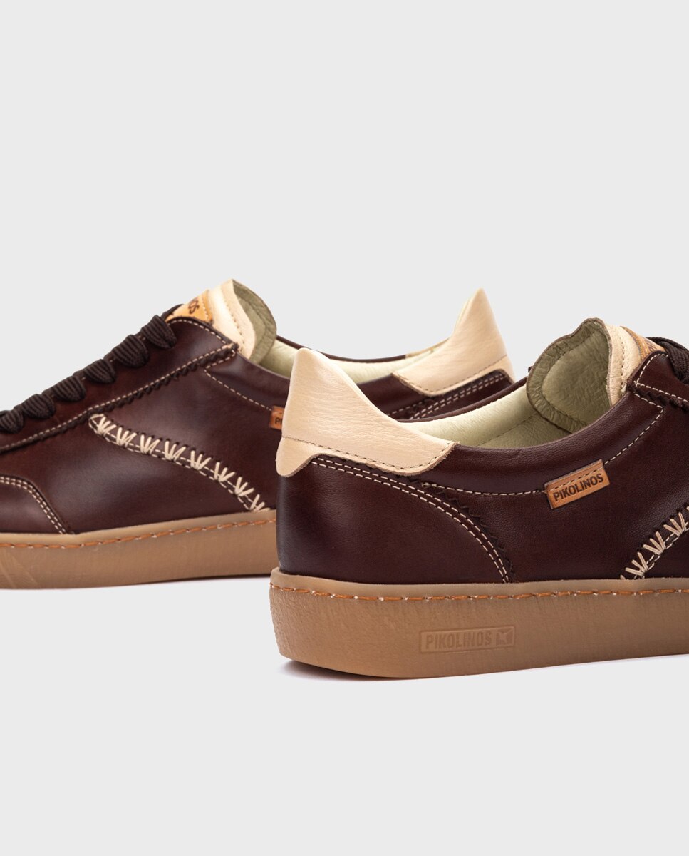 Zapatillas de mujer de piel con plantilla memory foam extraíble - Pikolinos - Marrón oscuro Marrón oscuro-4