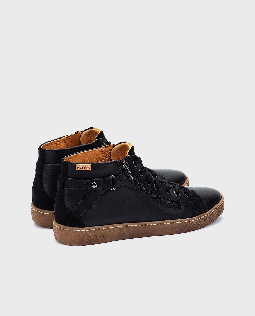 Botines de mujer de piel con plantilla memory foam extraíble - Pikolinos - Negro Negro-3