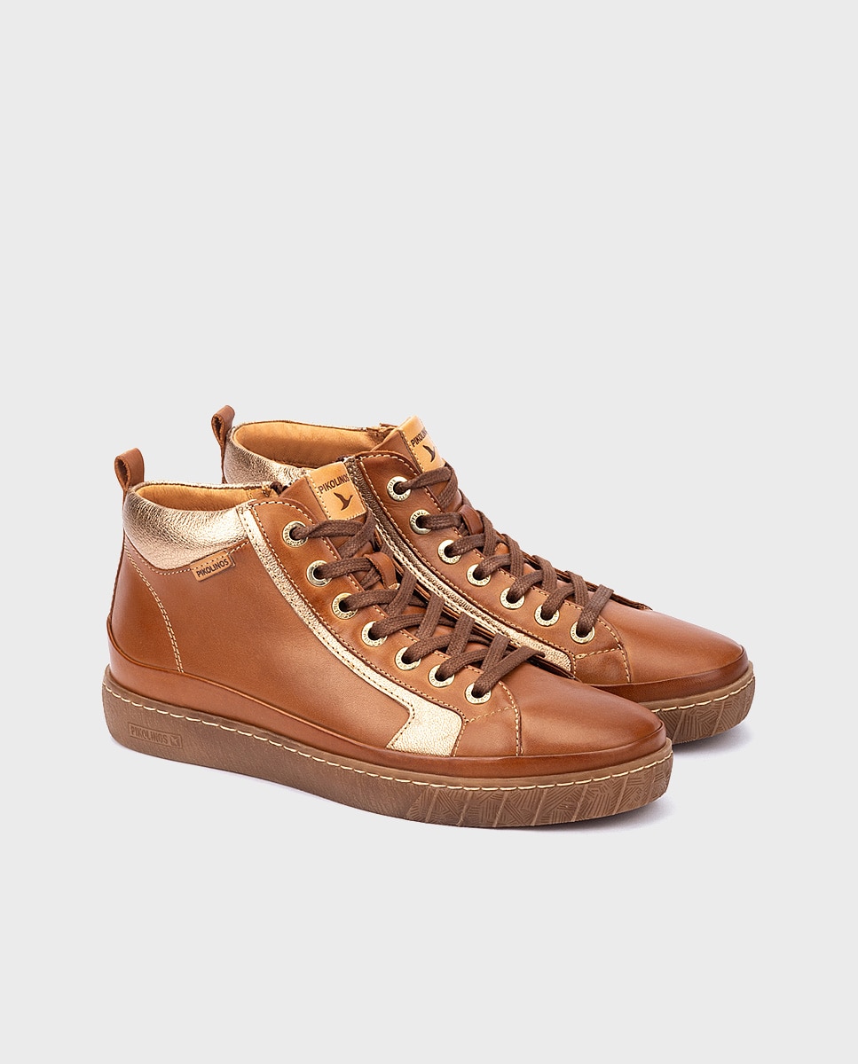 Botines de mujer de piel con plantilla memory foam extraíble - Pikolinos - Marrón Marrón-3