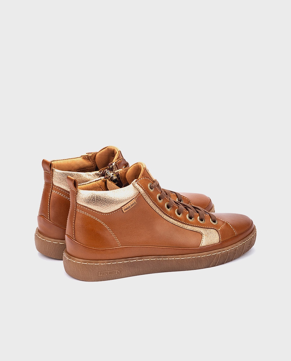 Botines de mujer de piel con plantilla memory foam extraíble - Pikolinos - Marrón Marrón-2