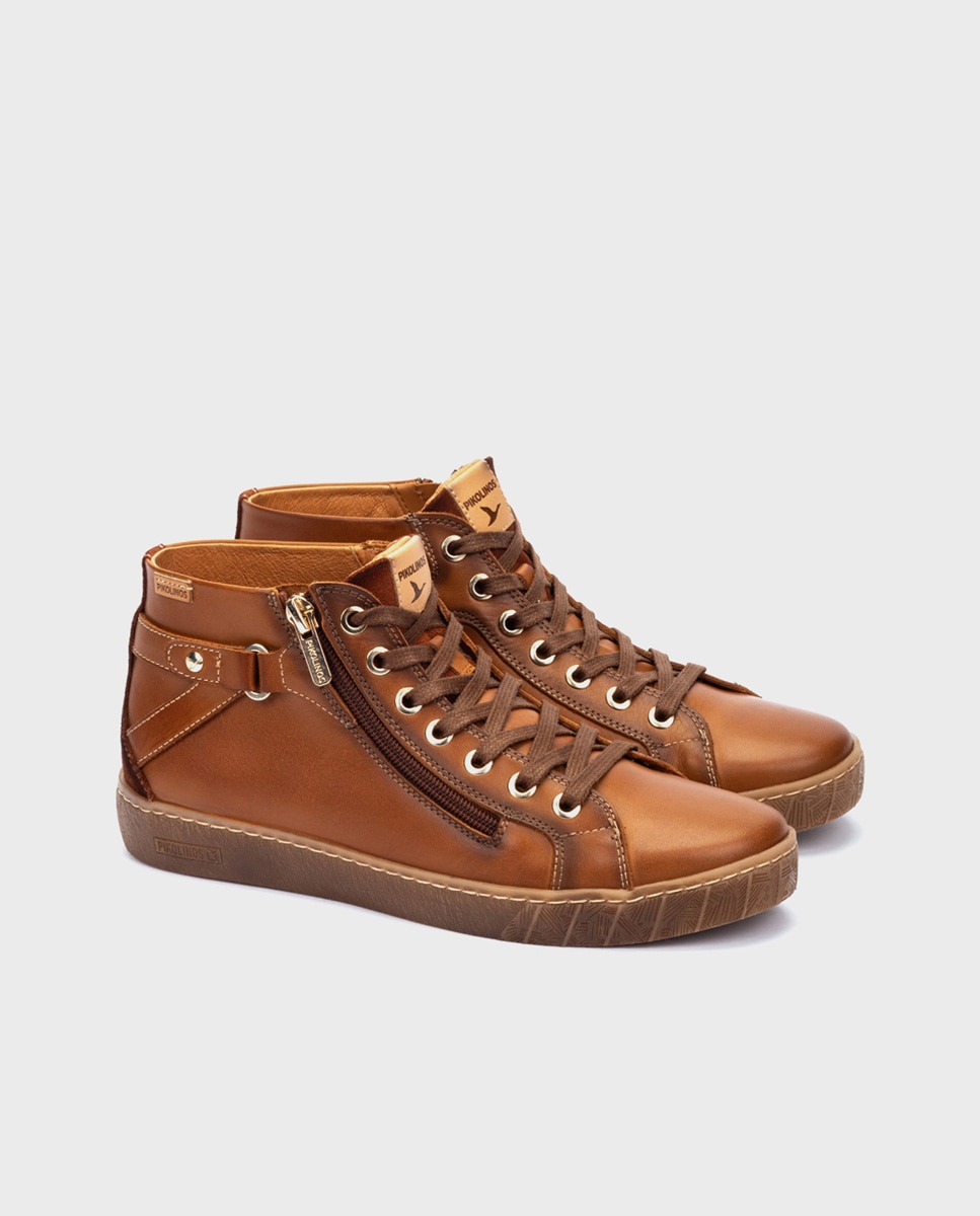 Botines de mujer de piel con plantilla memory foam extraíble - Pikolinos - Marrón Marrón-4