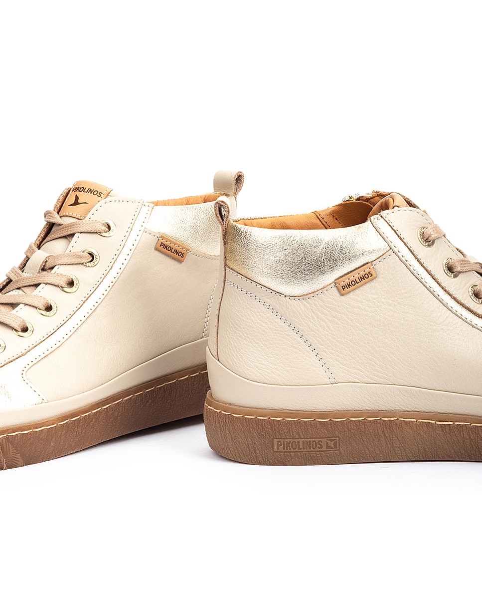 Botines de mujer de piel con plantilla memory foam extraíble - Pikolinos - Crema Crema-4