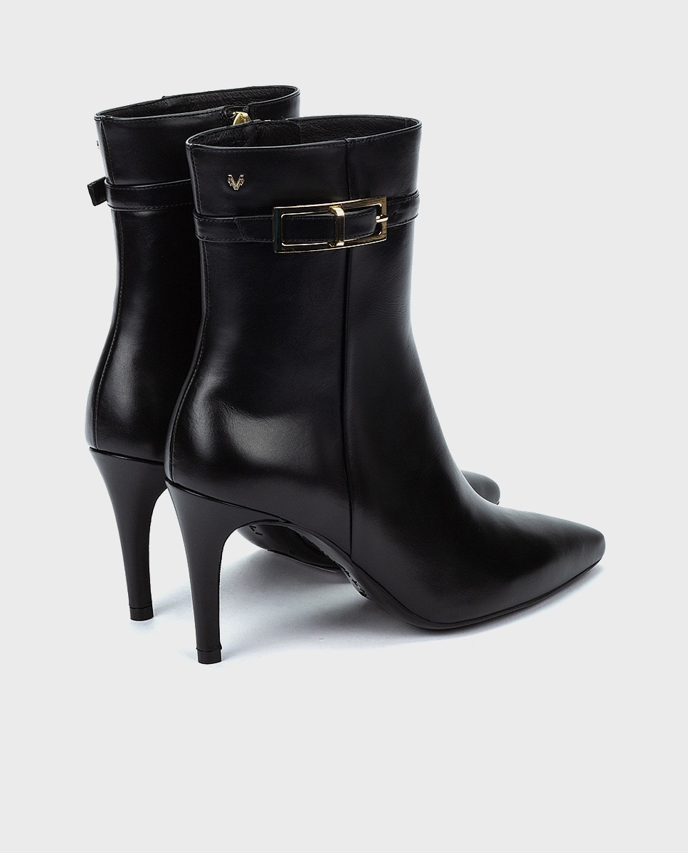 Botines de mujer de piel con cremallera y tacón de aguja en color - Martinelli - Negro Negro-4