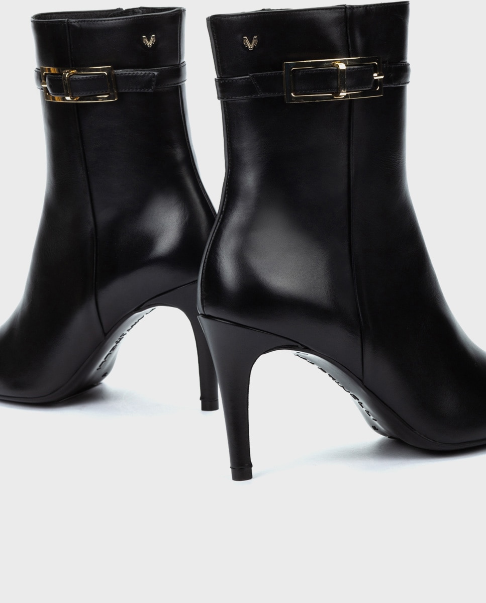 Botines de mujer de piel con cremallera y tacón de aguja en color - Martinelli - Negro Negro-3