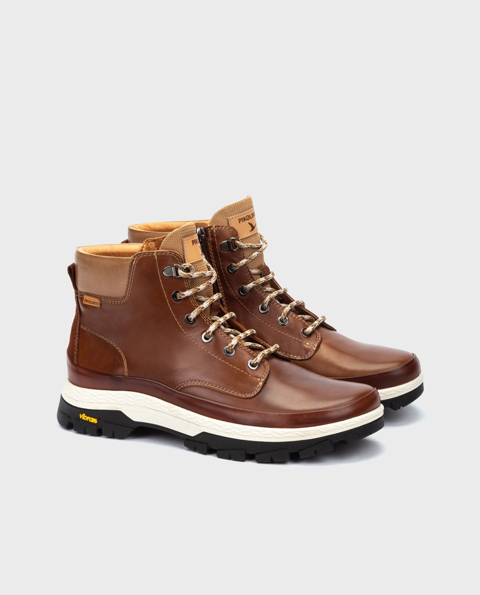 Botines unisex de piel con suela Vibram - Pikolinos - Marrón Marrón-3