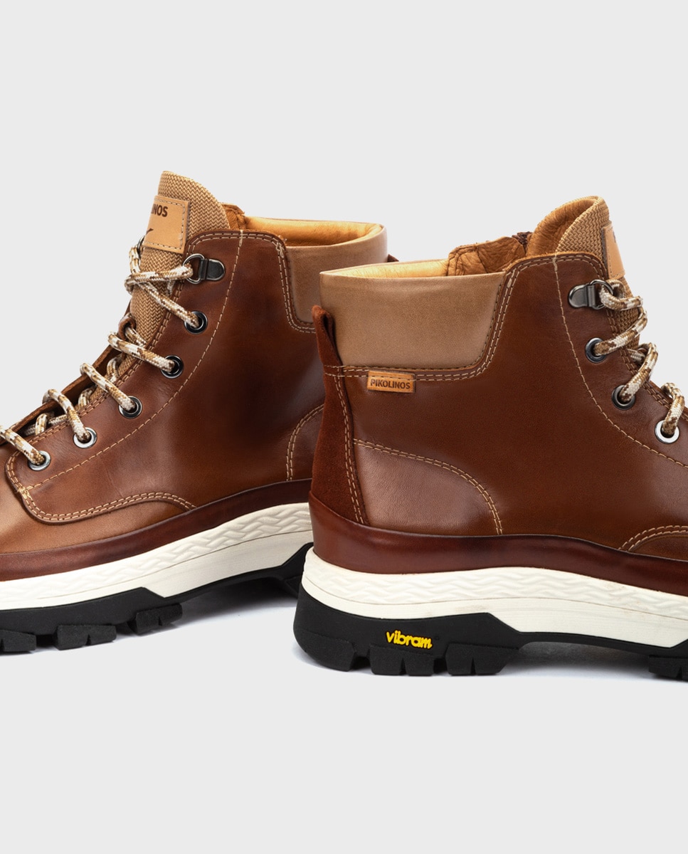 Botines unisex de piel con suela Vibram - Pikolinos - Marrón Marrón-4