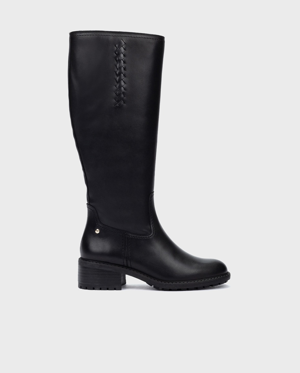 Botas de mujer de piel con cremallera - Pikolinos - Negro Negro-1