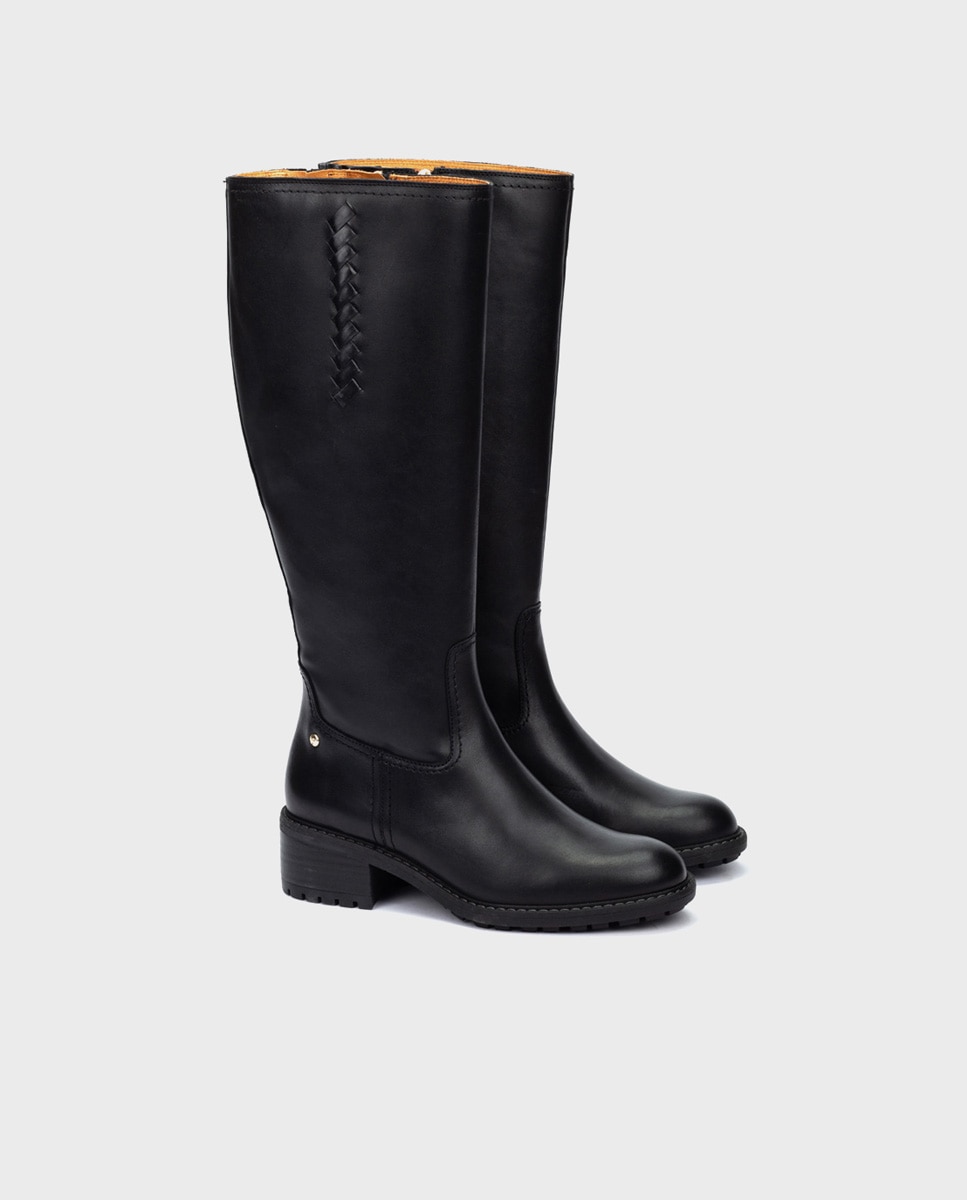 Botas de mujer de piel con cremallera - Pikolinos - Negro Negro-3