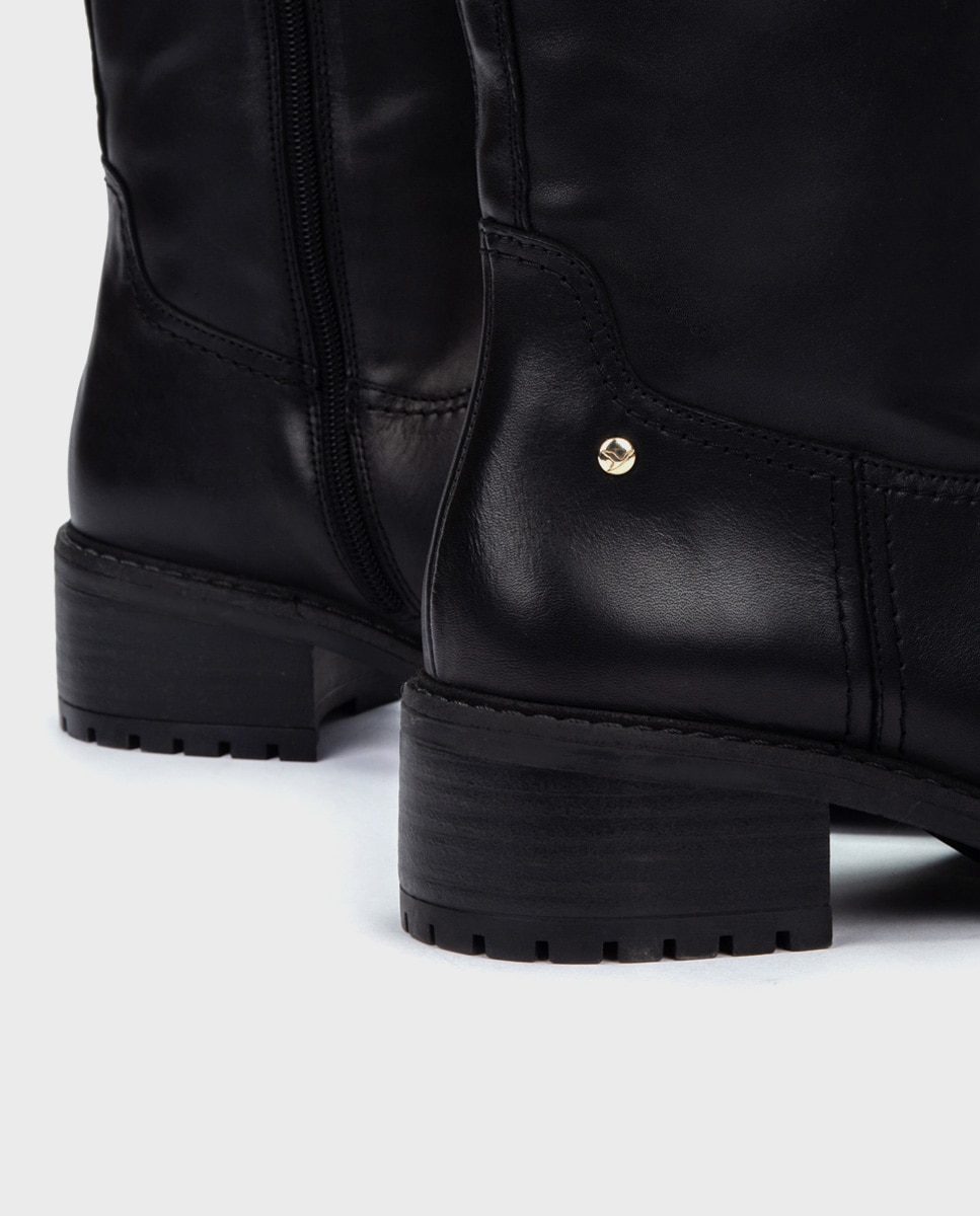 Botas de mujer de piel con cremallera - Pikolinos - Negro Negro-4