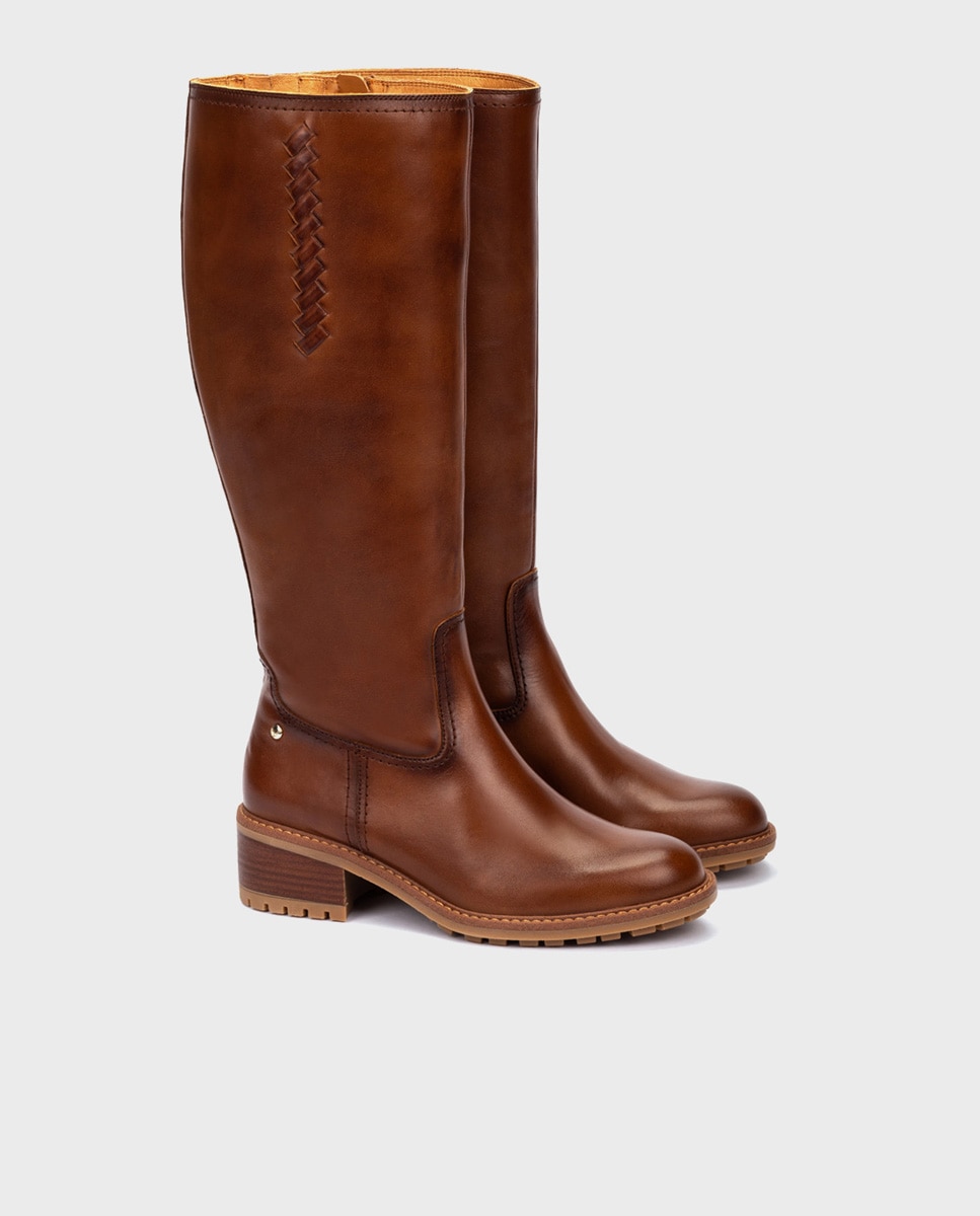 Botas de mujer de piel con cremallera - Pikolinos - Marrón Marrón-4