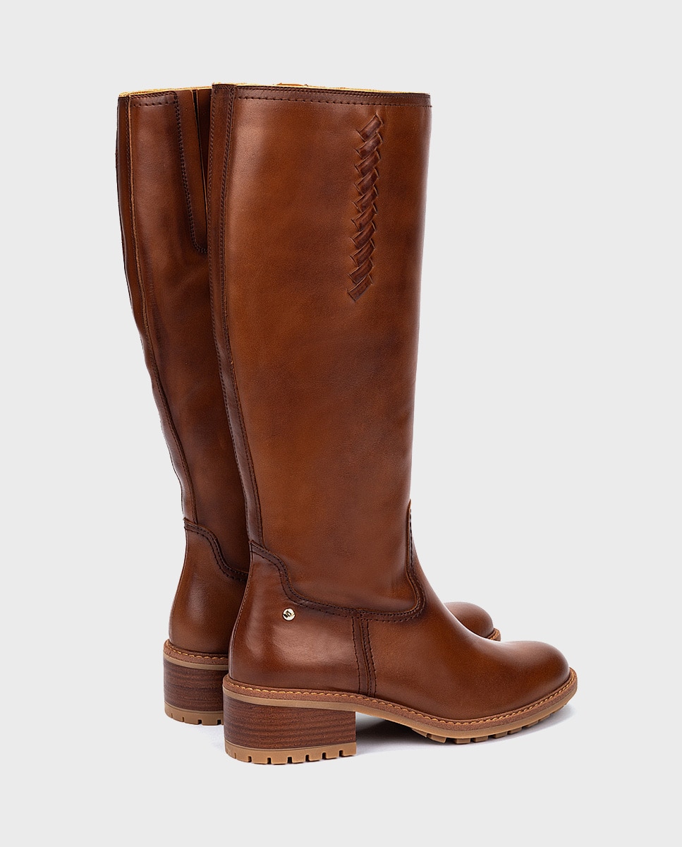 Botas de mujer de piel con cremallera - Pikolinos - Marrón Marrón-3