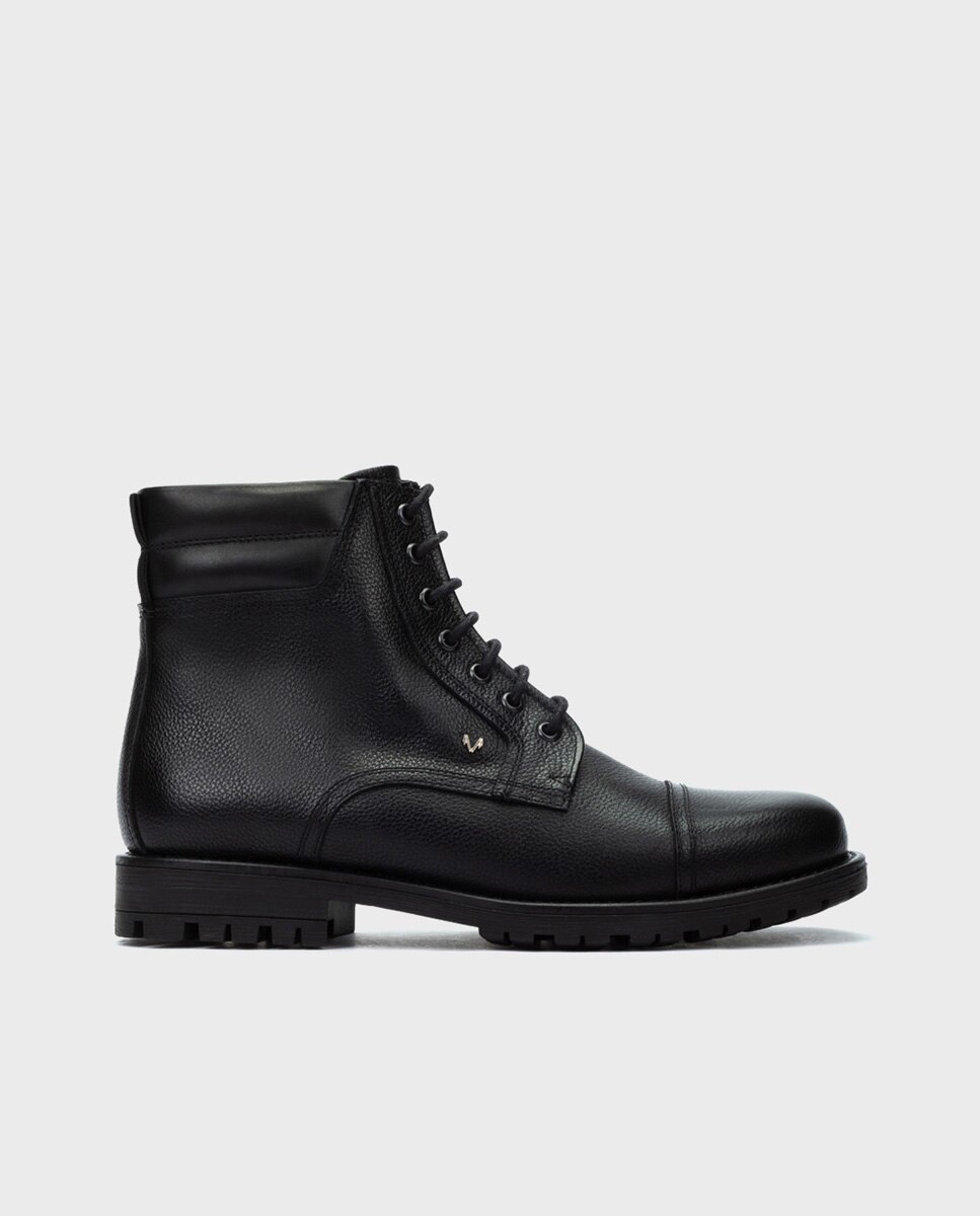 Imagen 0 de Botas y Botines de hombre de piel con cordones y cremallera Negro